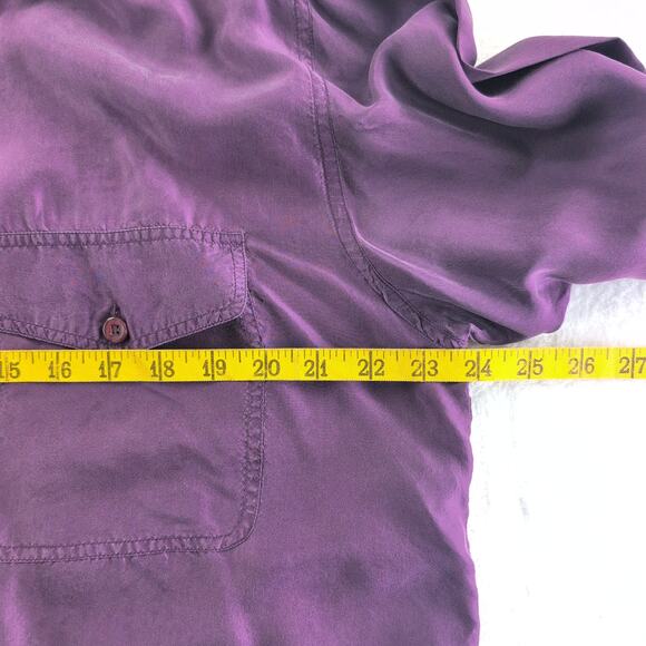 VTG Best American Clothing 100% Silk Plum Long Sleeved Button Down Women's Large - Picture 7 of 9